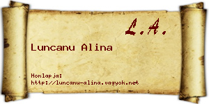 Luncanu Alina névjegykártya